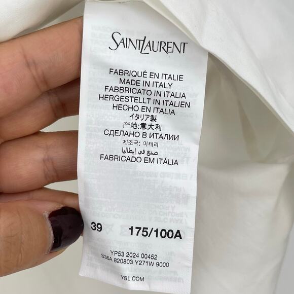 Saint Laurent | NWT Men's Cotton Poplin Shirt in White Size 39 / M / 15.5 Neck - Picture 15 of 15